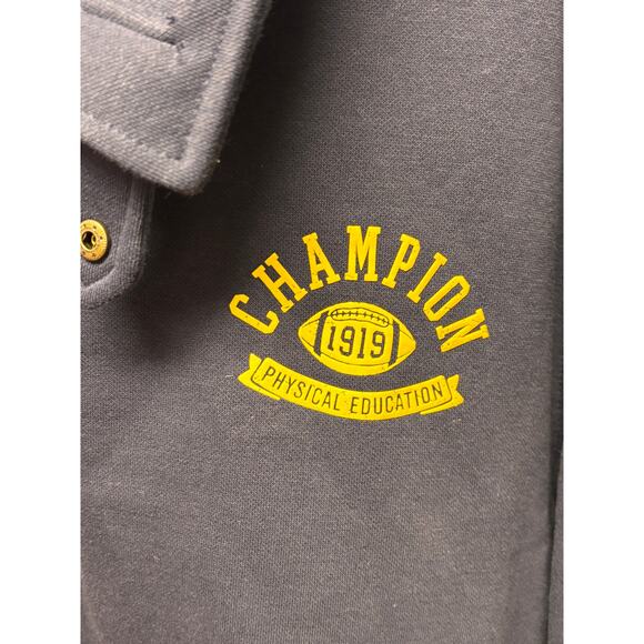 Champion 1919 Physical Education Polo Sweatshirt Navy Yellow Trim Size S - Picture 3 of 6